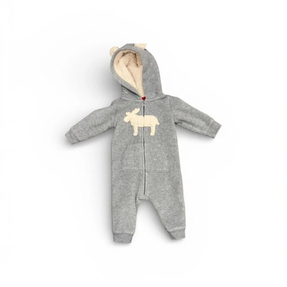 270. Carter's Gray One Piece with Moose Design Size 6 Months